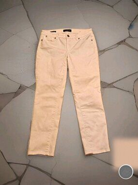Talbots Women’s Slim Ankle Jeans, White Solid Denim Cotton, 5-Pocket, 2P Petite